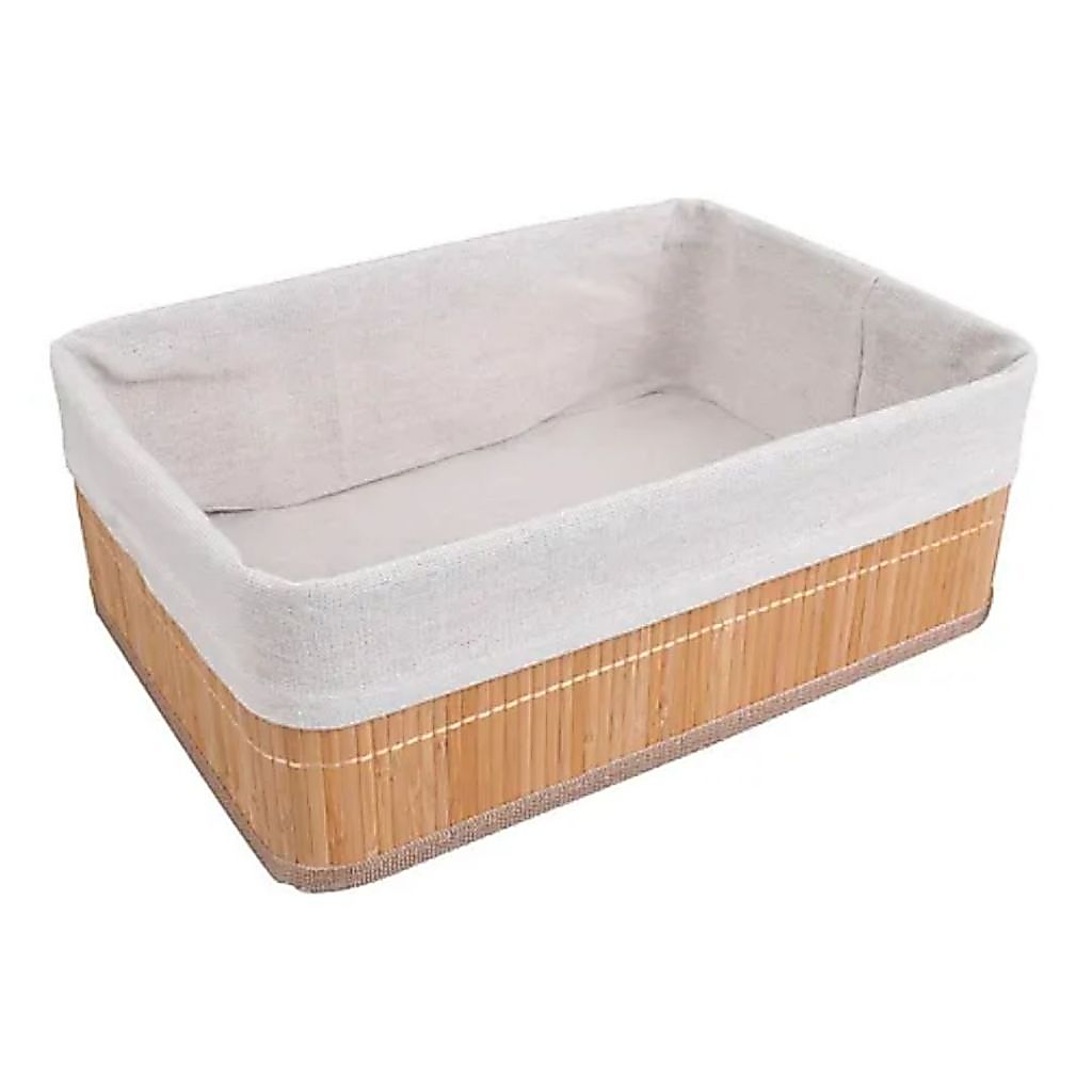 Cesto Organizador Retangular De Bambu Com Forro 29cm Oikos Natural
