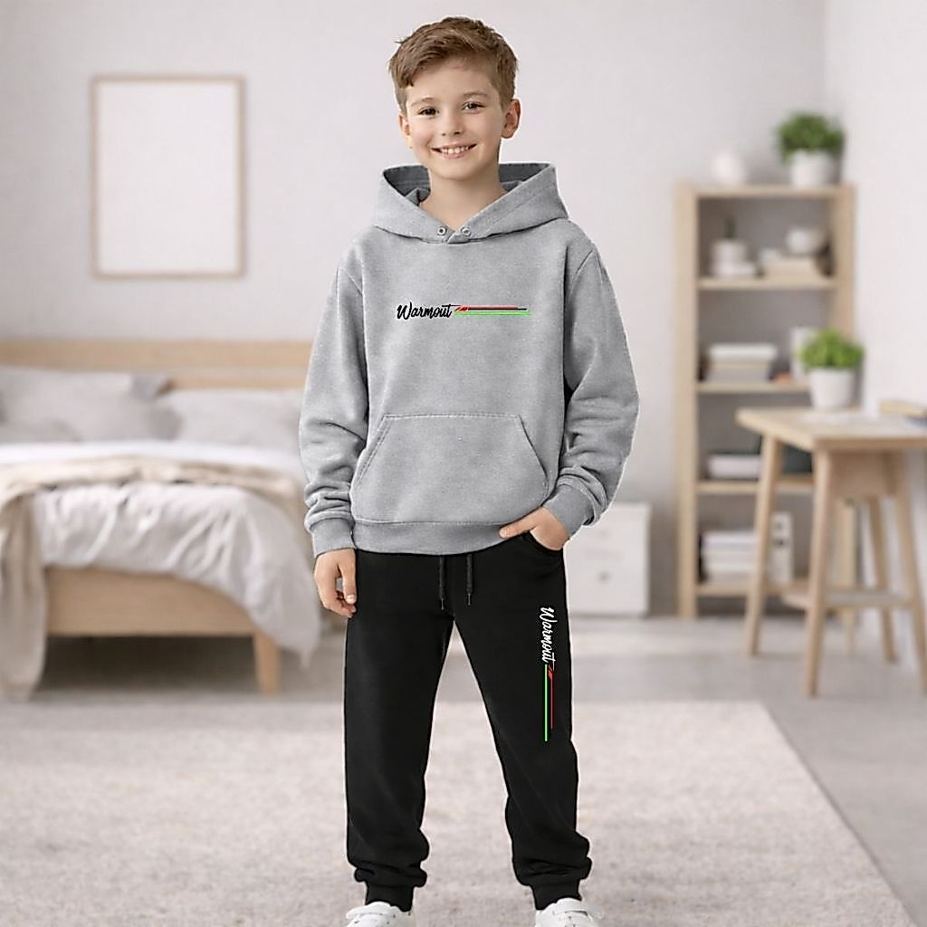 Abrigo moletom masculino blusão e calça com relógio Warmout conjunto infantil juvenil menino