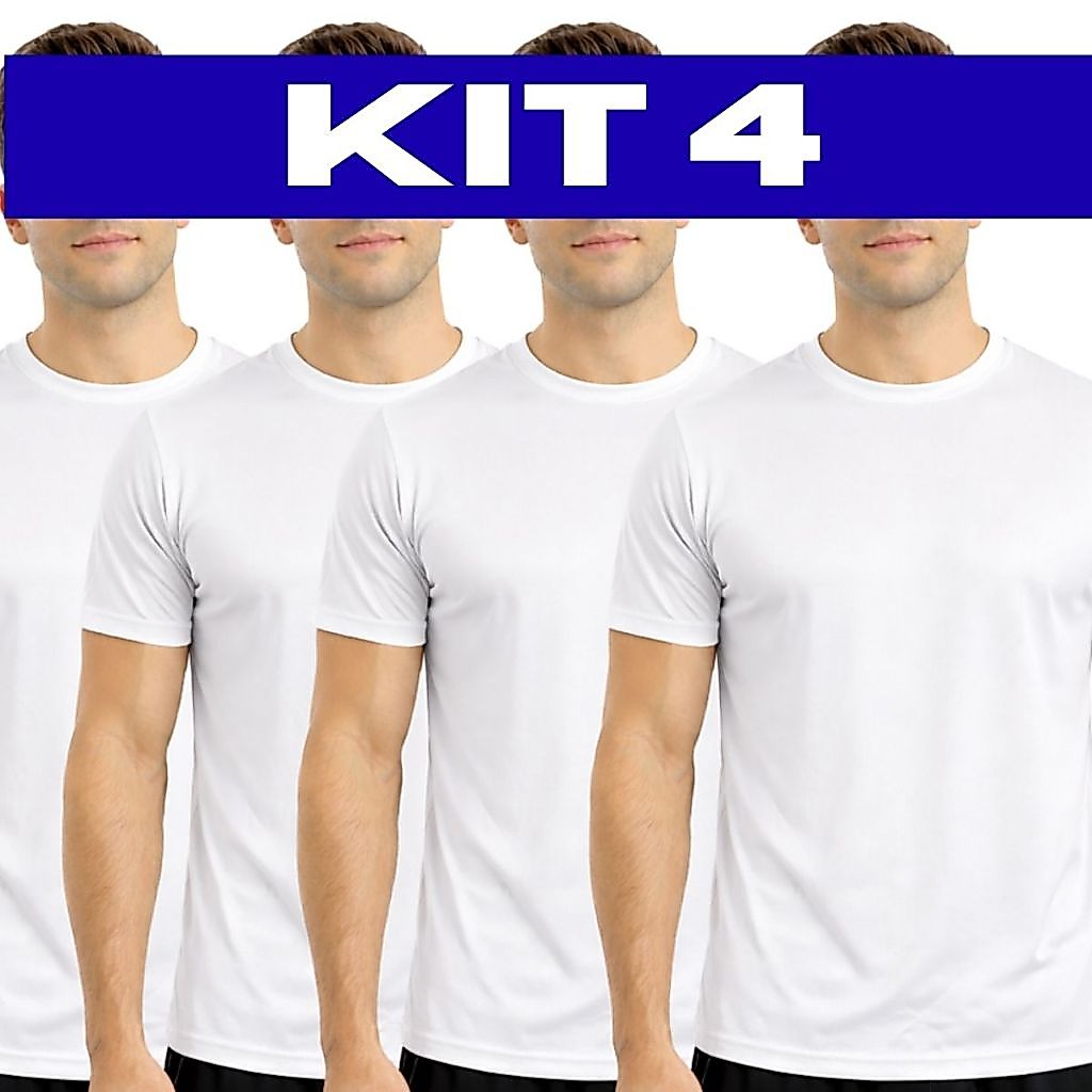 Kit 4 Camisetas Brancas Estilo Dry Fit 100% Poliéster Sublimação Básicas Uniformes Atacado