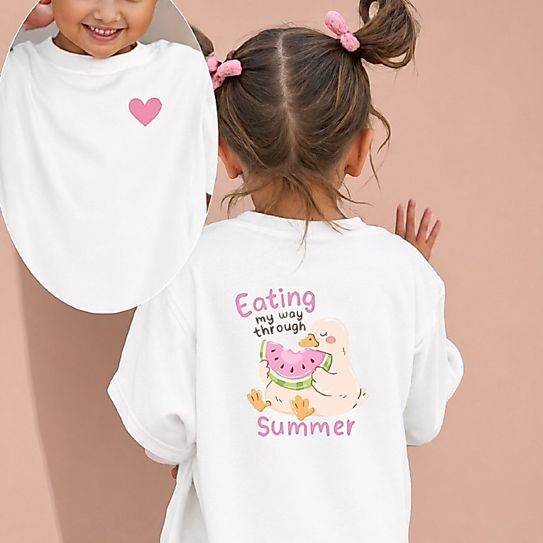 Camiseta Infantil Feminina Coração Estampada Qualidade Premium Delicada Básica