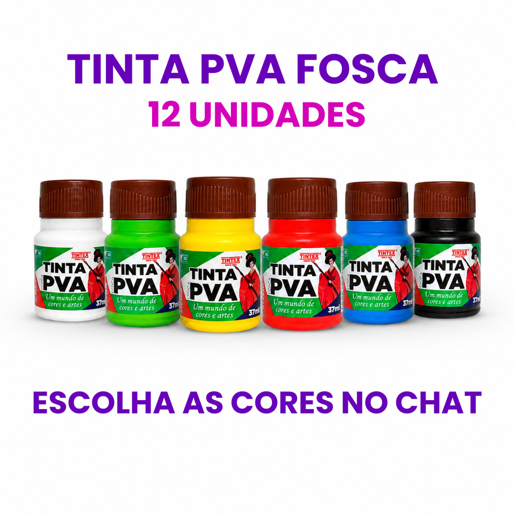 Kit c/ 12 Tinta PVA Fosca - TINTEX | 37ml [Escolha a cor pelo chat]