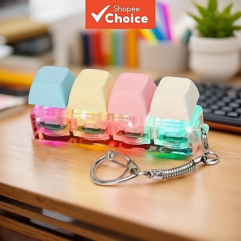 Teclado Mecânico 4/9 Teclas Testador de Eixo LED Brinquedo Teclado Botão de Alívio de Estresse DIY Fidget Keychain