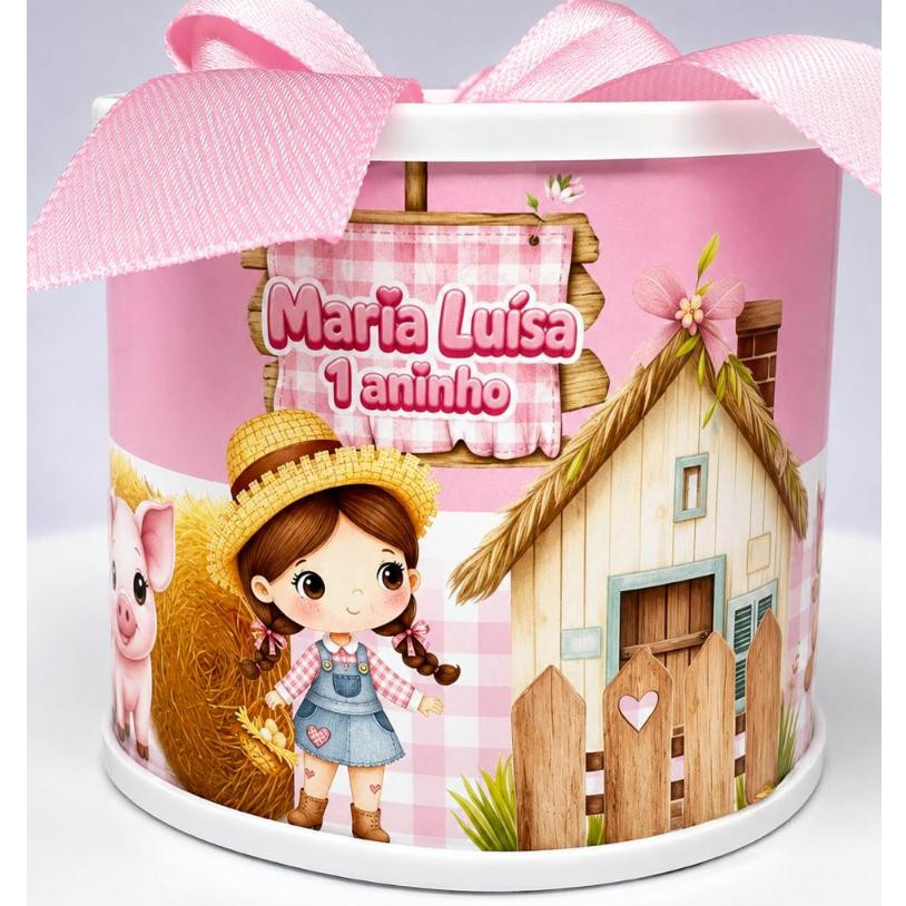Kit Tubolatas personalizadas 5×6- Lembrancinha de maternidade/chá de bebê/Aniversário/fazendinha rosa