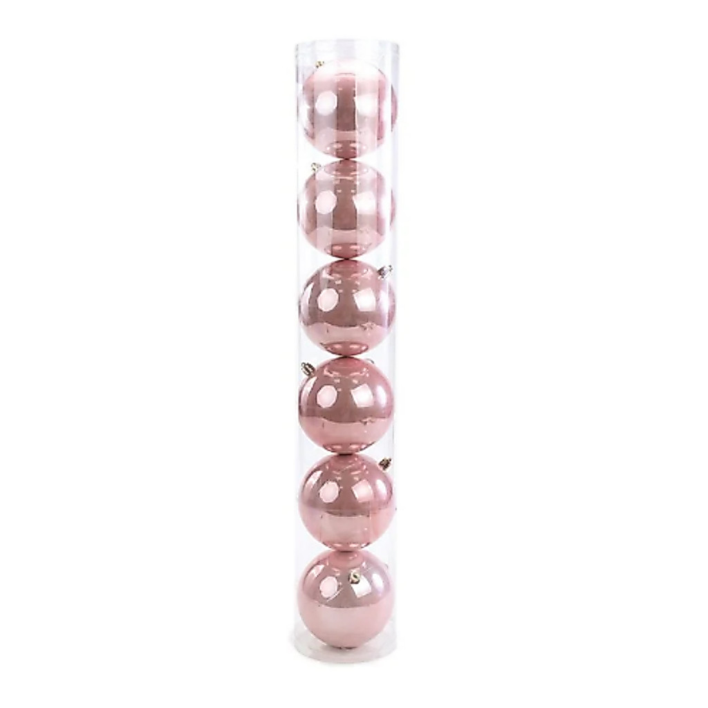 Bola de Natal em Tubo - Perolado Rose Gold - 8cm - 6 unidades - Cromus - Rizzo