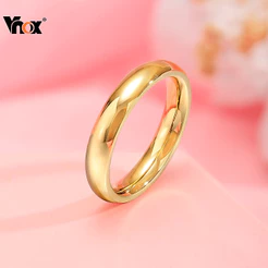 Anel De Aço Inoxidável Vnox 4mm , Cúpula Lisa , Casamento Altamente Polido Dourado Não Manchado , Presente De Joias Da M