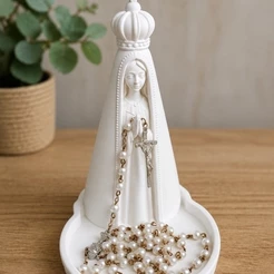 Porta Terço Nossa Senhora Aparecida com Base Organizadora Religiosa Católica para Decoração e Presente
