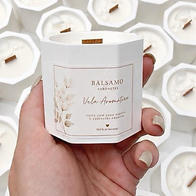 10 Velas Personalizadas Cha branco na embalagem  Lembrancinha Casamento Aniversário Pote Minimalista
