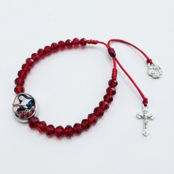 Pulseira Santa Rita de Cassia Cristal com Metal Zamak Banho Ouro ou Niquel Católico Religioso — imagem 2 de 2