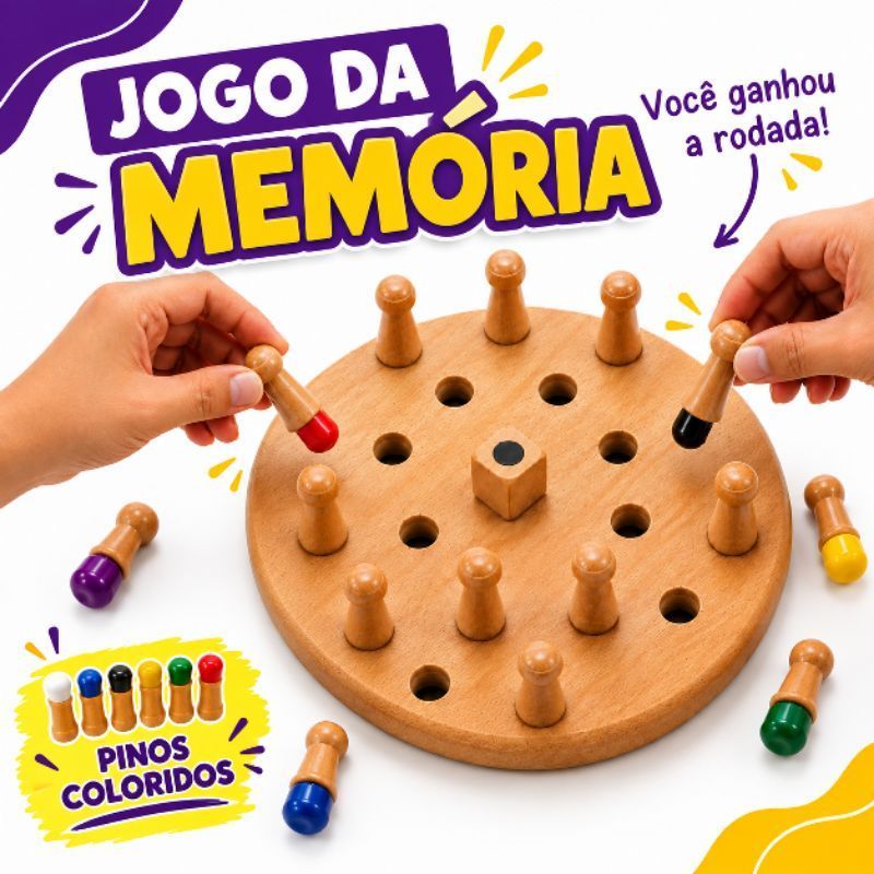 Jogo Da Memória Das Cores Em Madeira Montessori Pinos Brinquedo Educativo Pedagógico Infantil Raciocínio Lógico