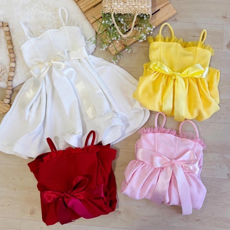Vestido Infantil Feminino Festa Luxo Laço Tule 4 Cores Branco, Vermelho, Amarelo e  Rosa. tamanhos 4 ao 12