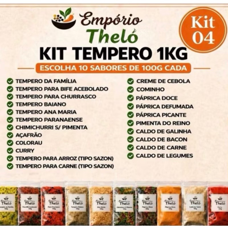 Kit Temperos 1kg Empório Theló – Escolha 10 Sabores | Temperos a Granel Premium para Churrasco e Cozinha