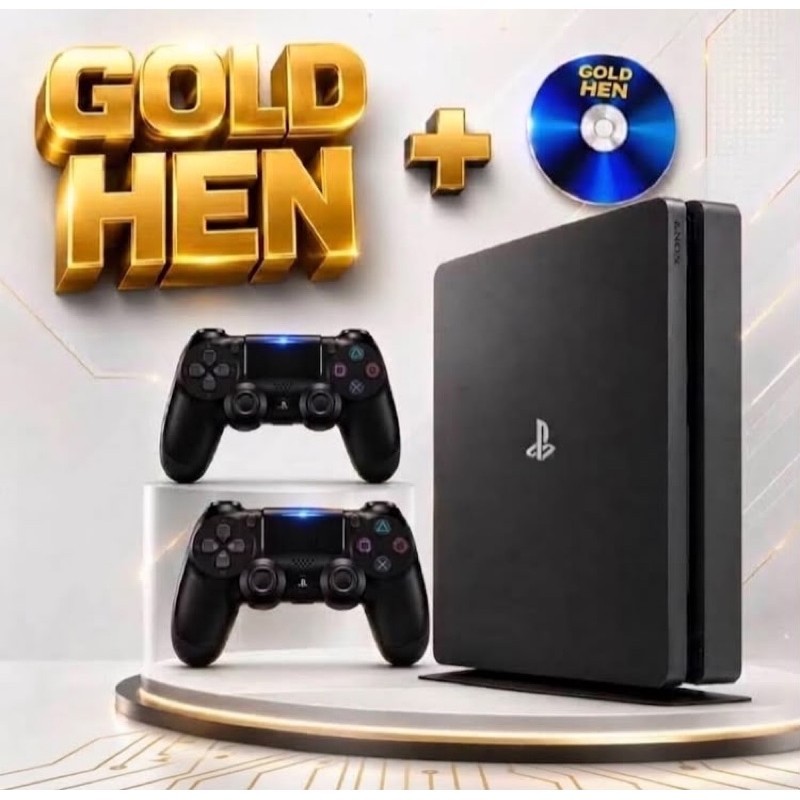 Playstation 4 Slim Desbloquedo 500GB ou 1 TB Seminovo + GOLD HEN Com jogos + 2 Controles