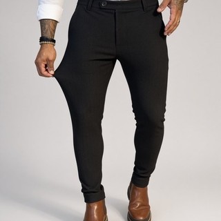 Calça corte alfaiataria tecido premium com elastano texturizado