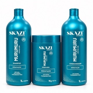 Kit Vegano Skazi 3 Em 1 – Shampoo, Condicionador E Máscara 1Kg Murumuru E Semi Di Lino – Nutrição E Hidratação Capilar