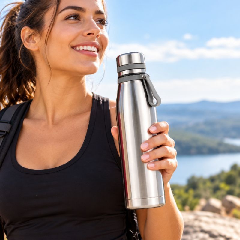 Garrafa De Agua 1L Térmica Inox Esportiva Frio e Quente Com Alça Portátil