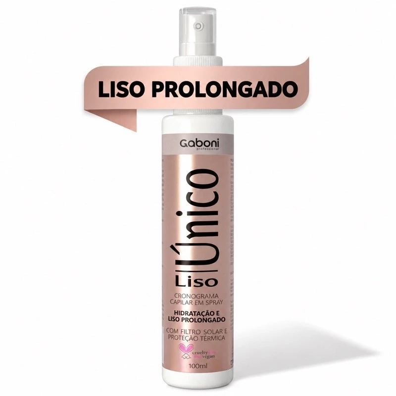 Spray Defrizante Protetor Térmico com Filtro Solar Liso Único 100ml Gaboni