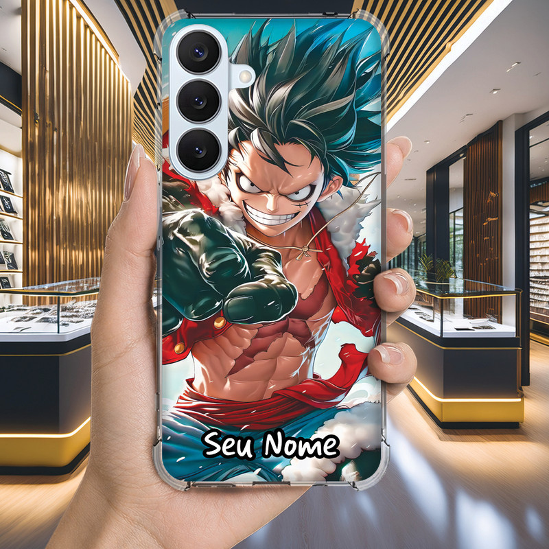 Capa Capinha GALAXY A56 A55 A54 A53 A52 A51 A50 A36 A30S A35 A34 Anti-impacto Personalizada anime LUFFY nome (3527)