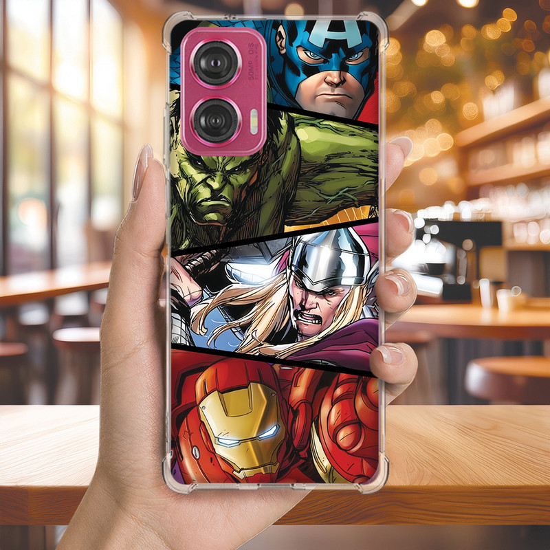 Capa Capinha MOTO E7 E6 E5 ONE FUSION ACTION MACRO Anti-impacto Personalizada geek VINGADORES (3456)
