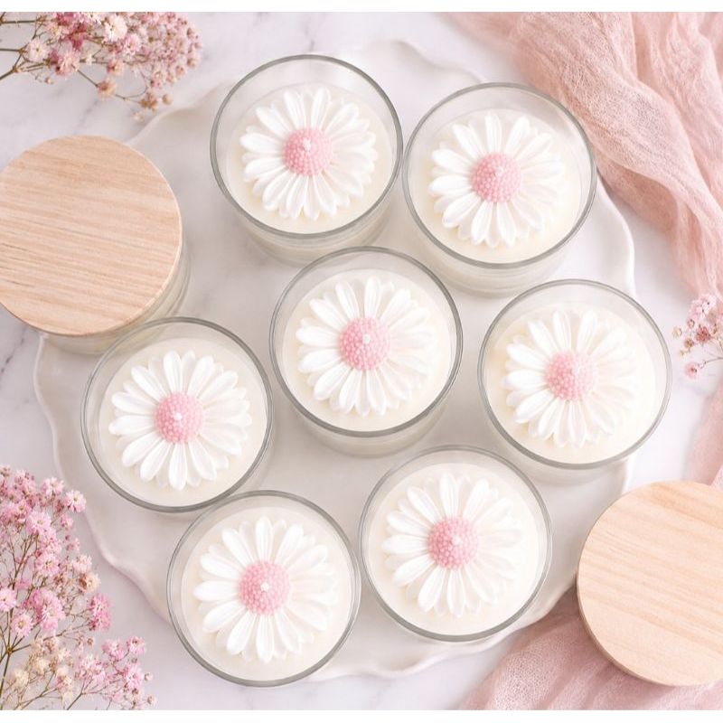 kit com 10 Velas Aromáticas Personalizadas 150ml Lembrancinha Maternidade Casamento Chá de Bebê Margarida