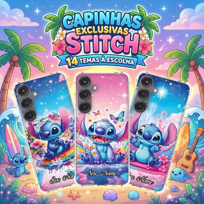 Capa Capinha GALAXY S10 S9 S8 A73 A72 A71 A70 A56 A55 A54 A53 A52 Anti-impacto Personalizada tema STITCH kawaii