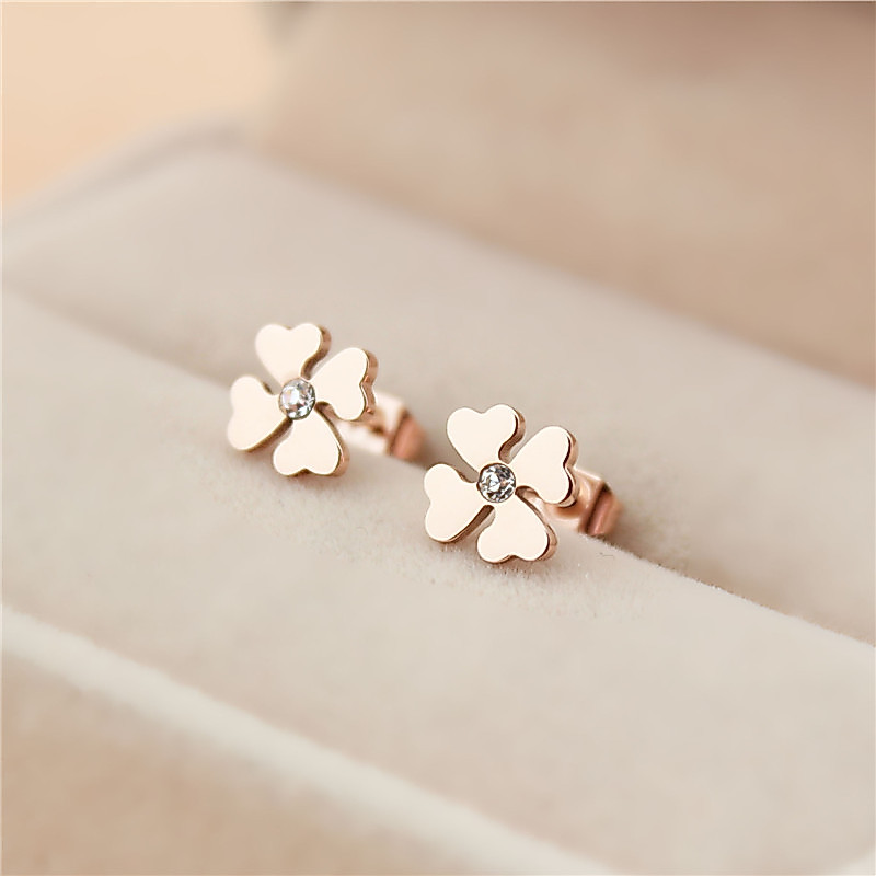 Versão coreana brincos de diamante feminino titânio aço flor brincos mais magro olhar Super fada influenciador brincos a