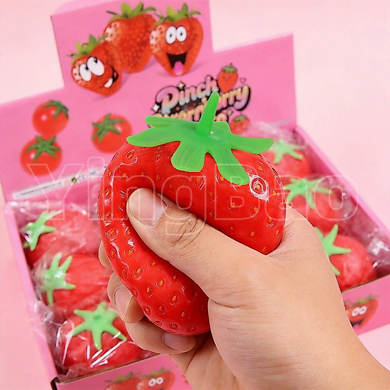 Bola De Estresse De Morango Squishy Fidget Toy Soft Squeeze Anti-Ansiedade Alívio Do Brinquedo Sensorial ﻿