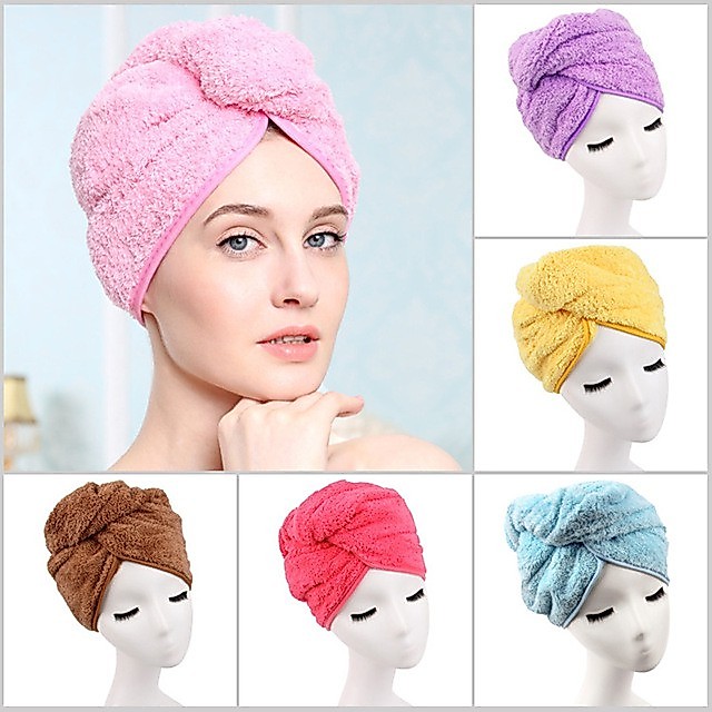 5 Pcs Toalha microfibra Para Seca Cabelo Rapido Com BotãO Antifrizz Grande Toalha MáTo
