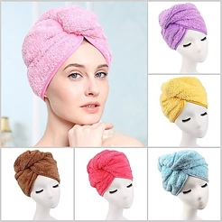 5 Pcs Toalha microfibra Para Seca Cabelo Rapido Com BotãO Antifrizz Grande Toalha MáTo