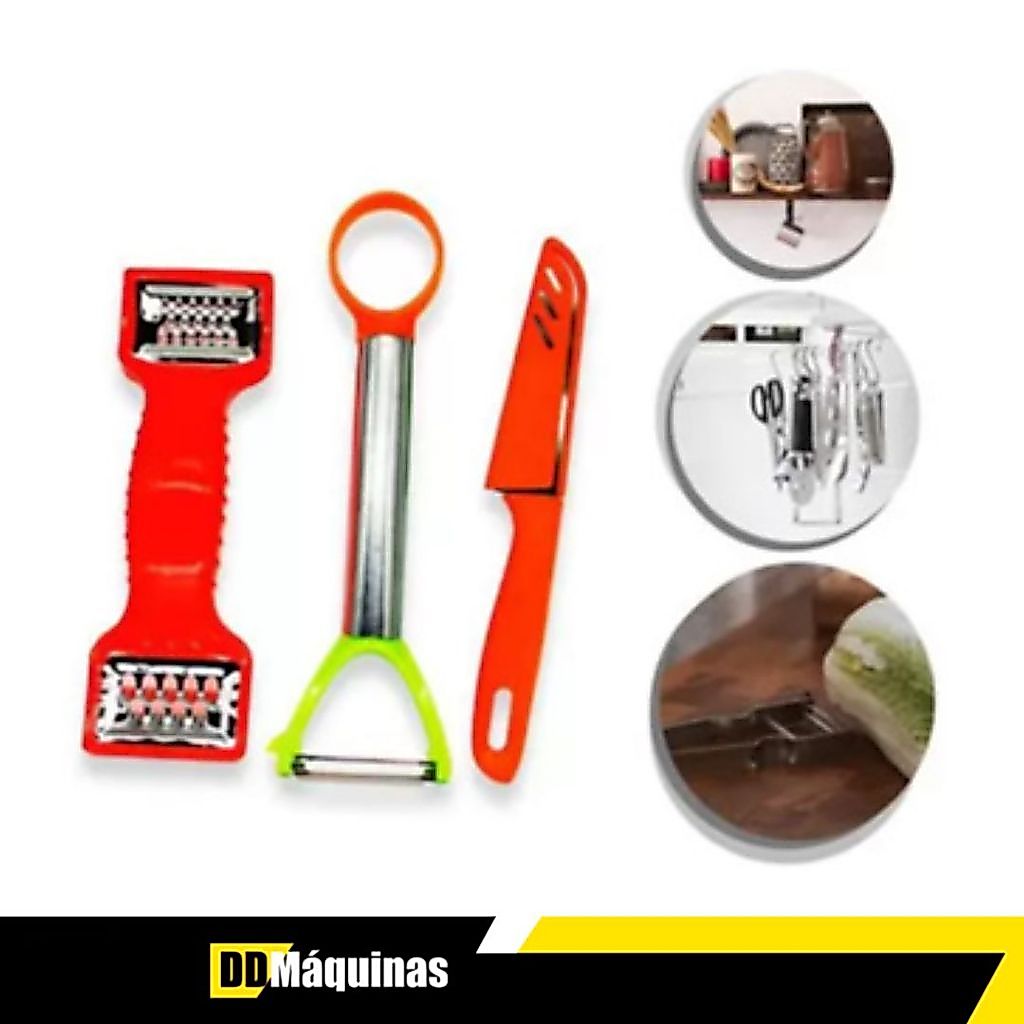 Kit 3 Peças Ralador Manual Fatiador De Legumes - 123Útil
