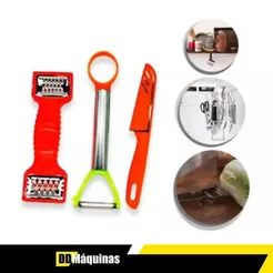 Kit 3 Peças Ralador Manual Fatiador De Legumes - 123Útil