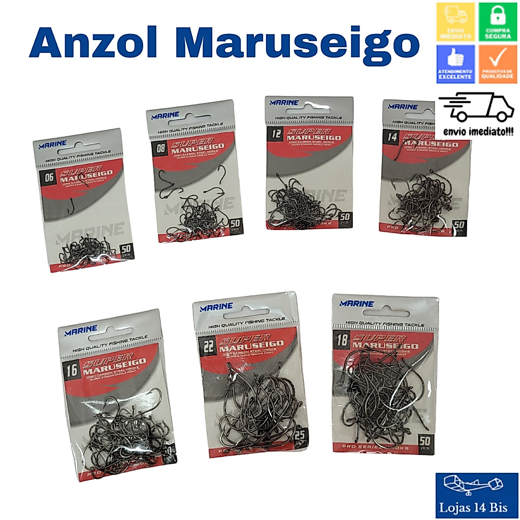 Anzol Pesca Super Maruseigo Pacote Tamanhos Variados High Carbon Steel Marine Sports