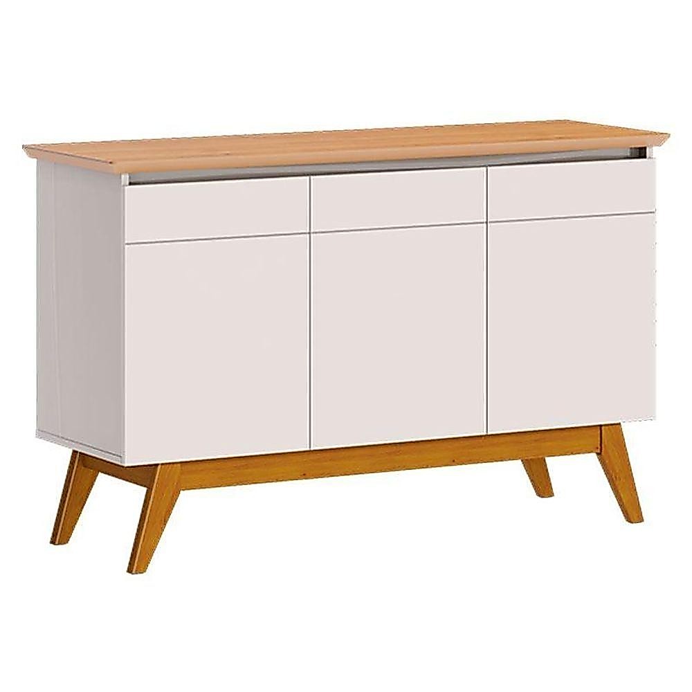 Aparador Para Sala Buffet Classic 3 Portas Off White Nature - Imcal