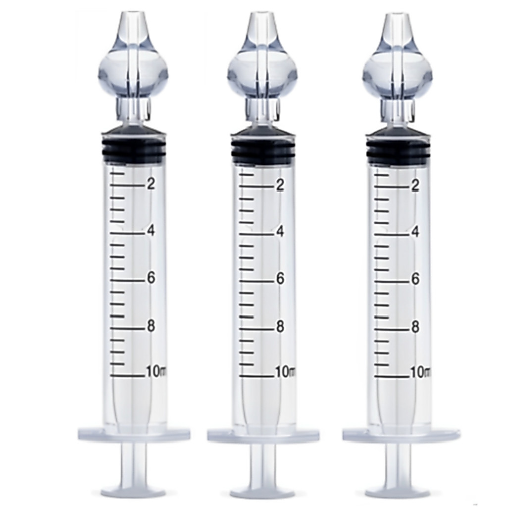 Kit de Seringas 10 ML para Lavagem  Limpeza Nasal Higienização Adulto e Infantil bico em silicone