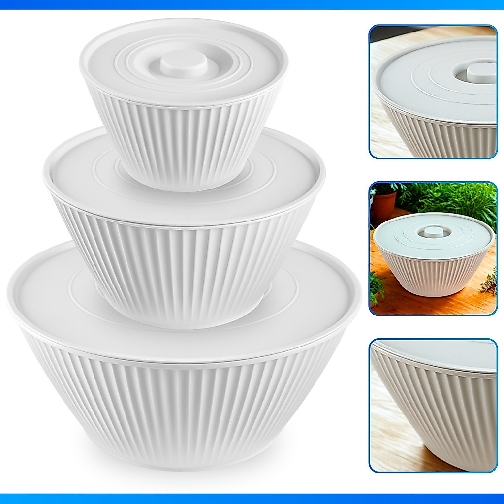 Kit Conjunto 3 Tigelas PMG Bowl Saladeira Tampa 3 Peças - MEGA OFERTA