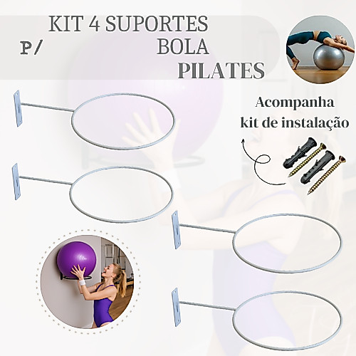 KIT 04 SUPORTE DE BOLA SUIÇA, PILATES,YOGA-REFORÇADO+ BUCHAS E
