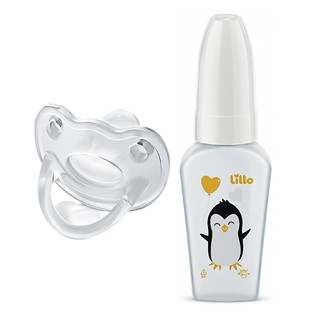 Mamadeira Chuquinha 50 mL Bico Reto com Chupeta Orto 100% Silicone 0-6 Meses Lillo