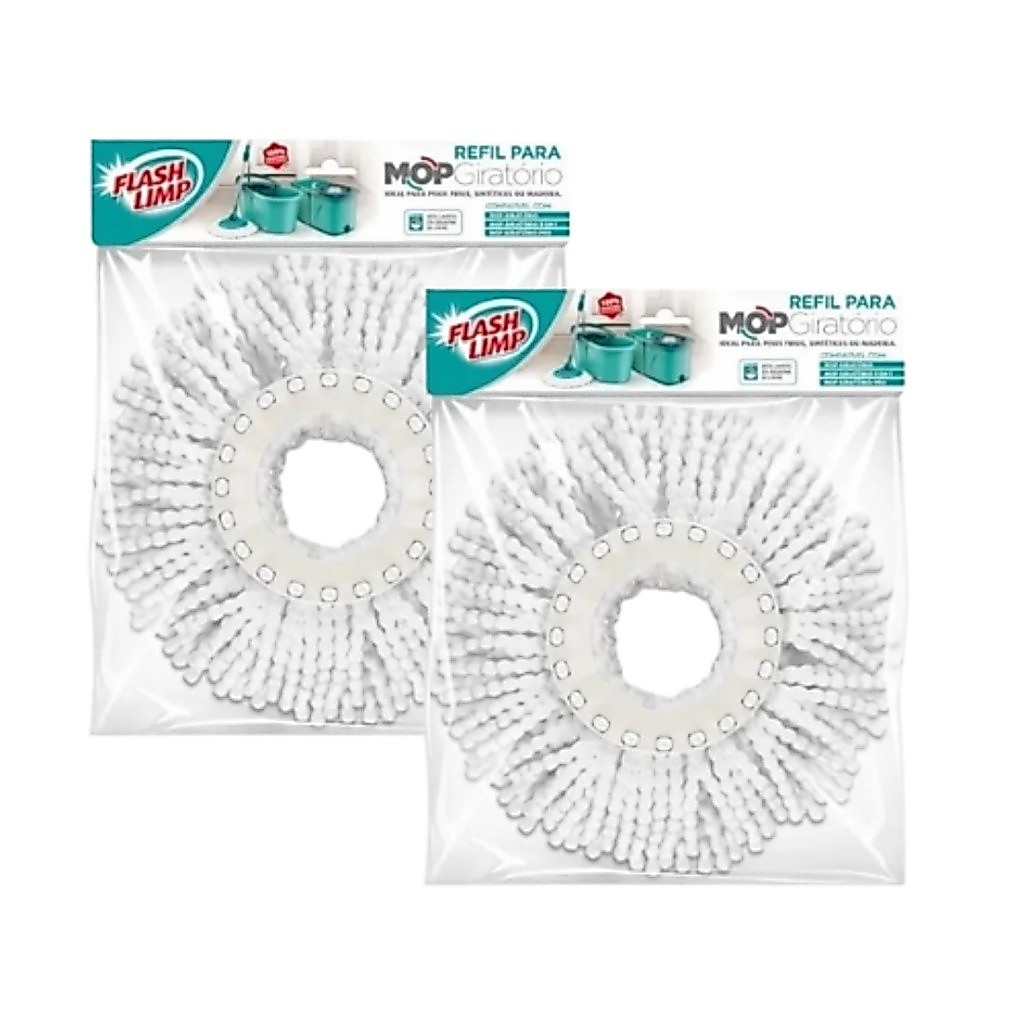 Kit Flash Limp Com Dois Refil Para Mop Giratório RMOP8210 Compatível com MOP7290, MOP7824, MOP9782, MOP8258, MOP8209-VA