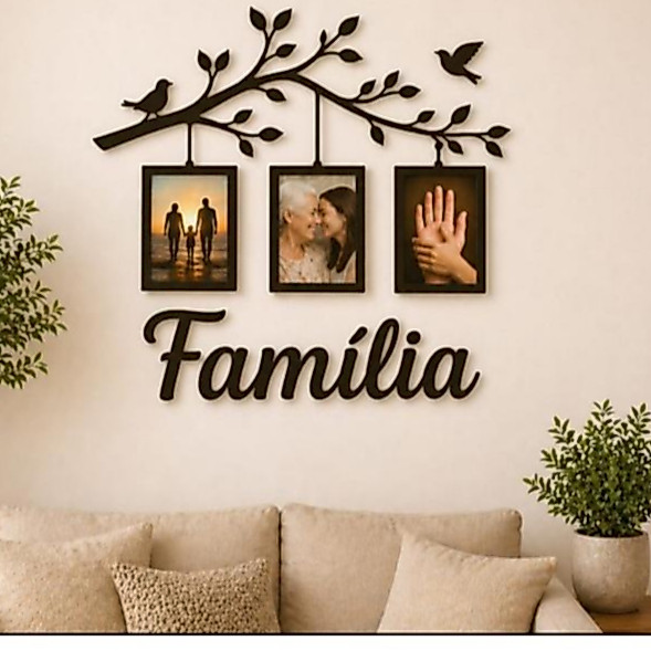 Quadro Decorativo Para Foto em Familia Enfeite Árvore da Família com Porta Retratos – Nossa Família, Nosso Tesouro