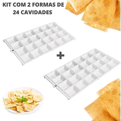 Kit Com 2 Formas Para Modelar Mini Pastel Ravioli Massa Com 24 Cavidades