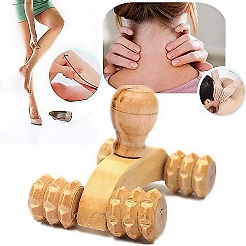 Carrinho Massageador com Rodinhas Manual de Madeira