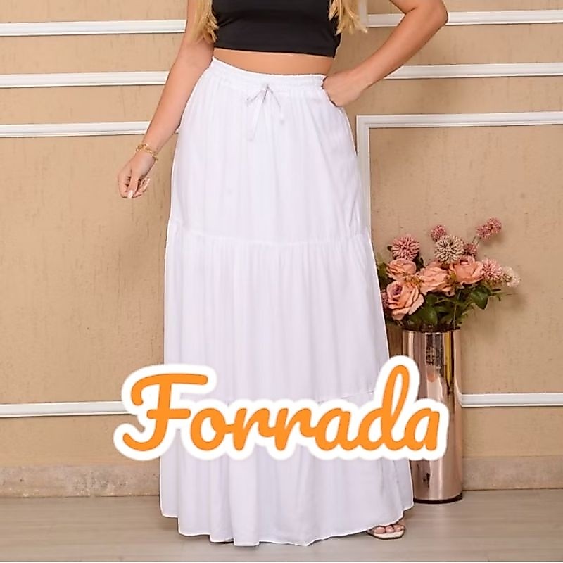 Saia Três Marias Femenina Casual Evangelica Forrada E Com Cordão Funcional