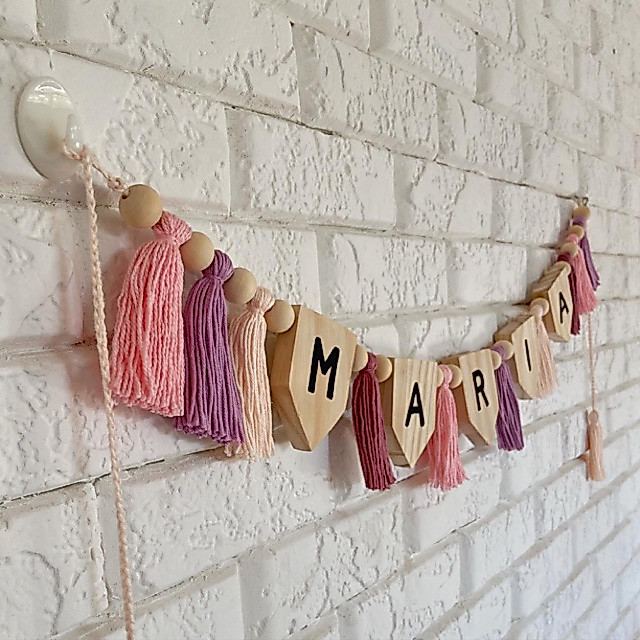 Porta maternidade de tassel boho personalizado com nome | porta maternidade com nome de macrame