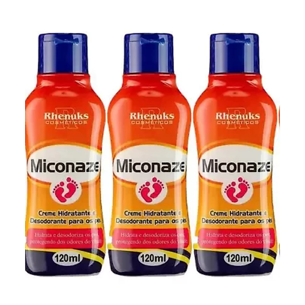 Kit 3 Cremes Miconaze Para Os Pés Anti Micose Rachadura Frieira E Chulé 120ml