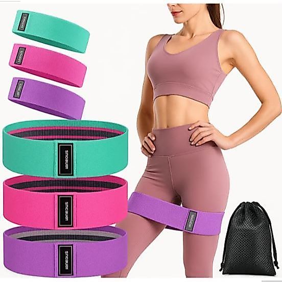 Kit 3 Faixas Elásticas de Tecido | Treino, Yoga, Pilates e Musculação | Resistentes, Confortáveis e Antideslizantes