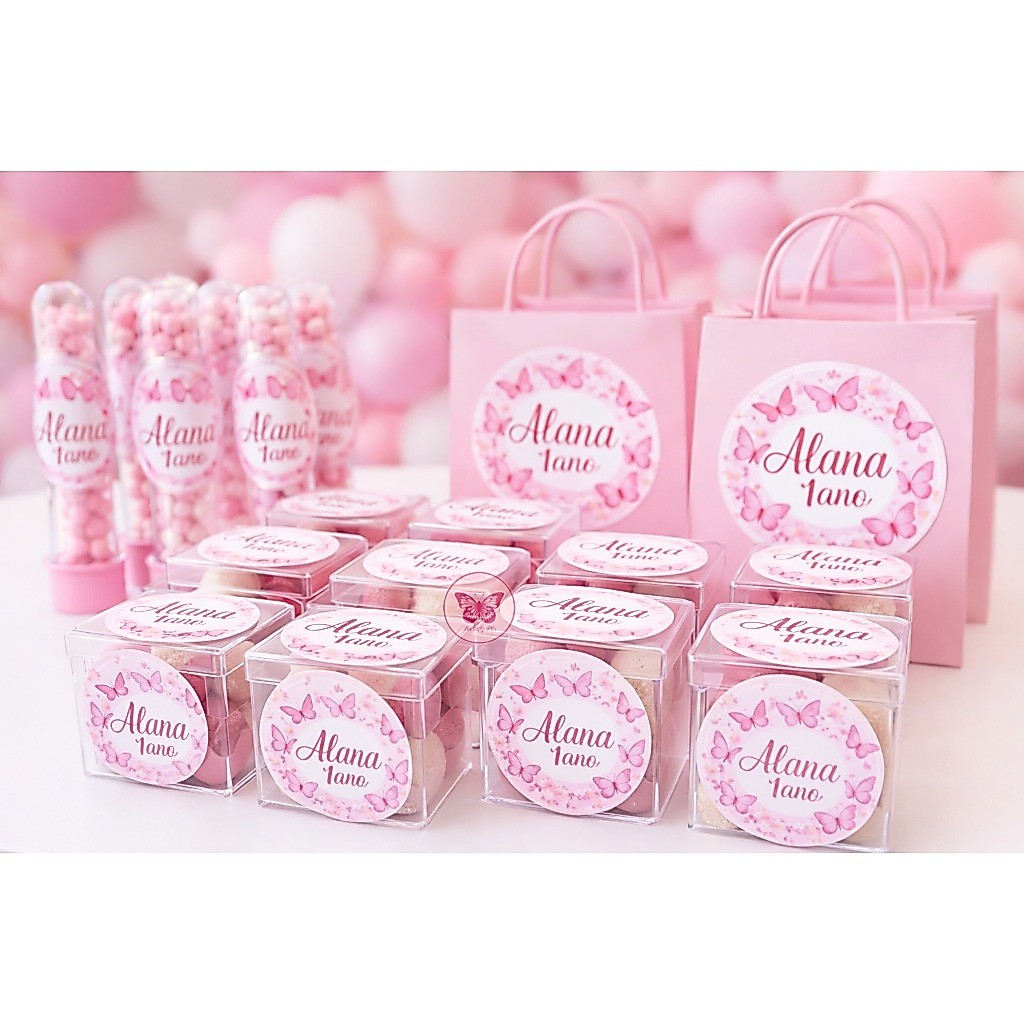 Kit 50 Adesivos Tema Borboleta Personalizados |Jardim Encantado, Lembrancinhas e Festa