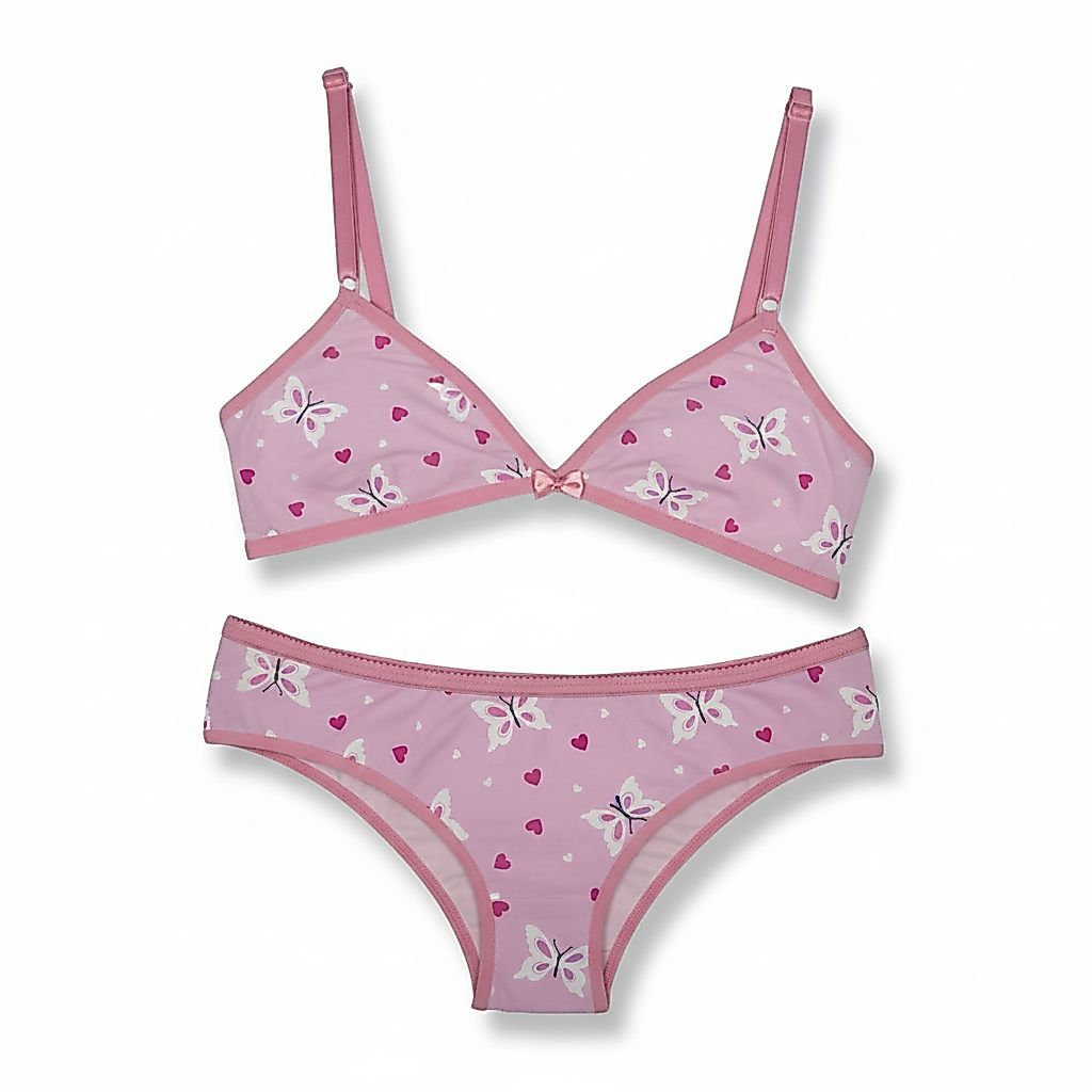 kit 5 Conjuntos Sutiã e Calcinha Juvenil Lingerie Menina Moça Infantil Roupa de Menina Intima fecho nas costa sutiã — imagem 2 de 2