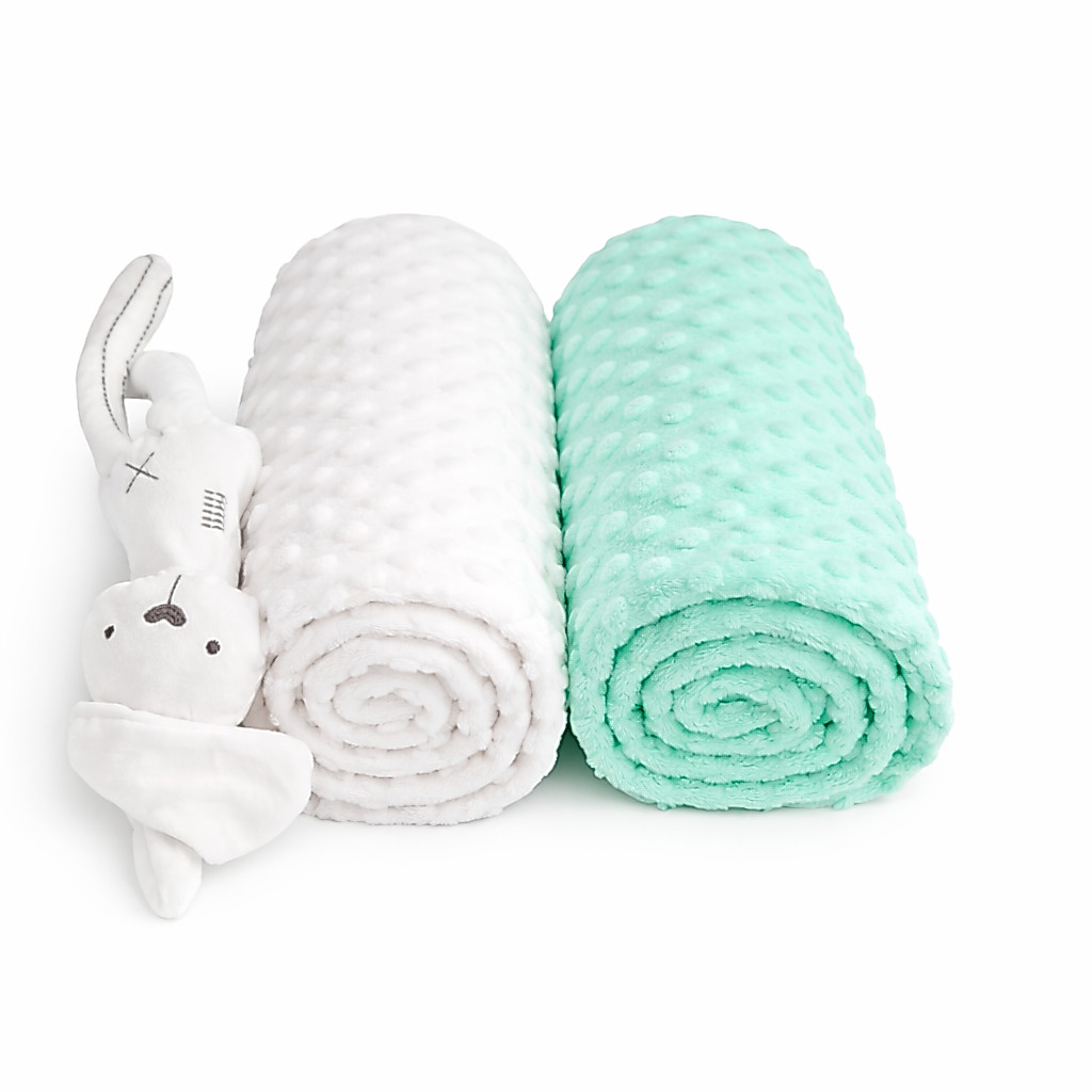 Kit 02 Mantinhas Bebê Pipoquinha Simples Maternidade Macia