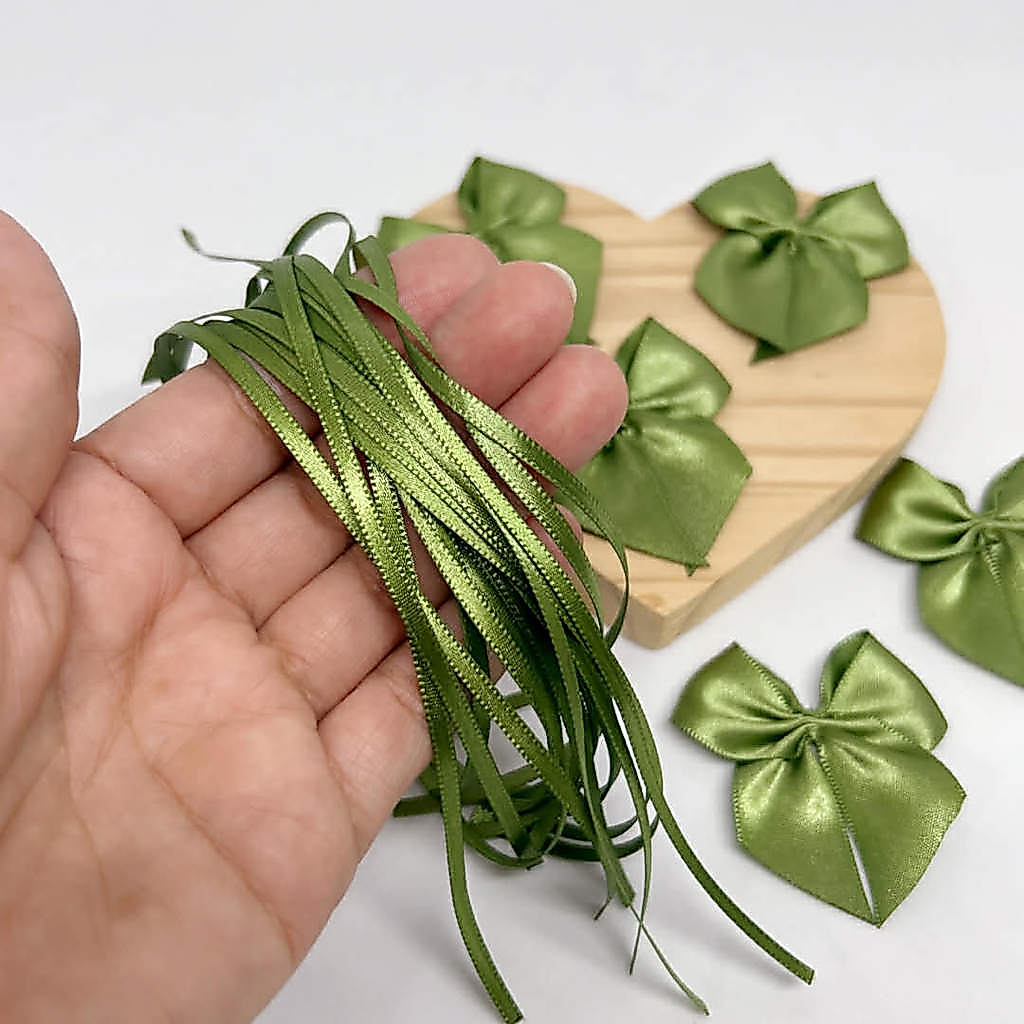 Laço Verde Musgo COM FITA PARA AMARRAR 20/40/100 Unidades - nº5 - 5 cm — imagem 2 de 2