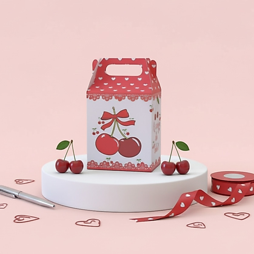 Caixa Maleta/maletinha TEMA CEREJA / CEREJINHA  Lembrancinha de festa infantil- PEGUE E MONTE