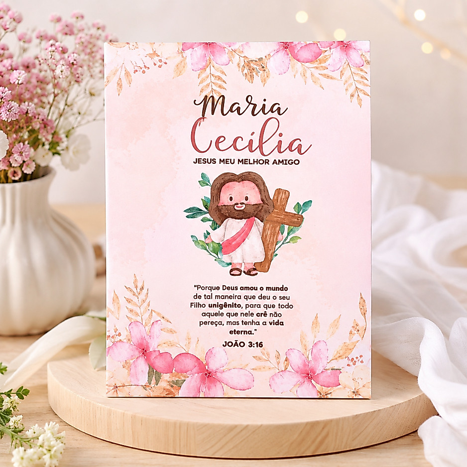 Devocional Infantil Personalizado A5 | Caderno de Oração e Leitura Bíblica | Lembrancinha de Aniversário e Culto